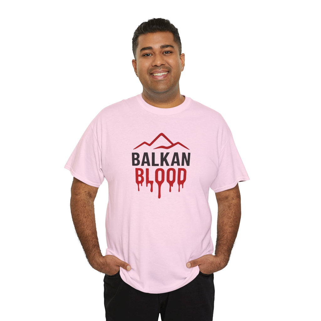 Balkan Blood T-Shirt — Heritage Graphic Tee with Multilingual “Blood” Back Print
