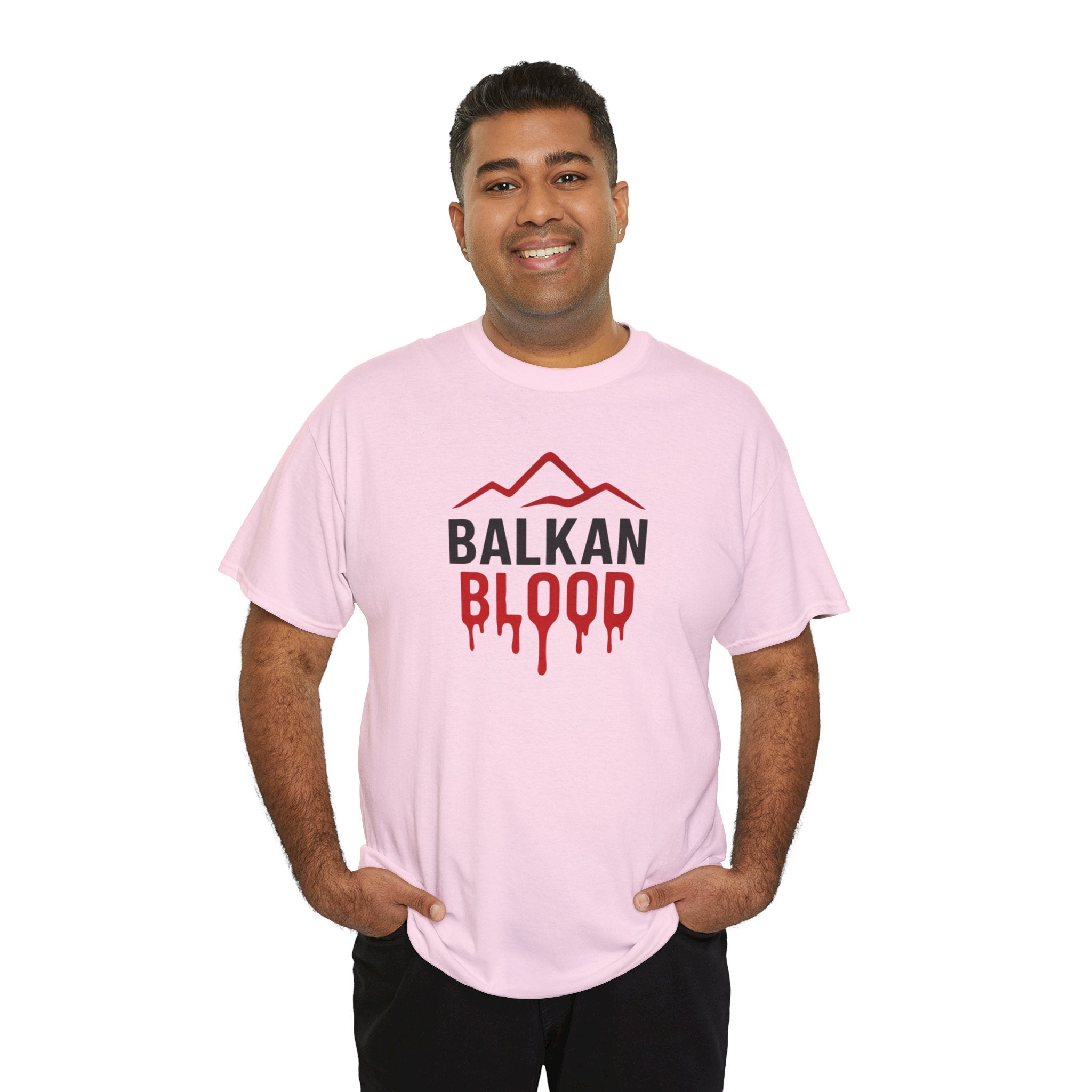 Balkan Blood T-Shirt — Heritage Graphic Tee with Multilingual “Blood” Back Print