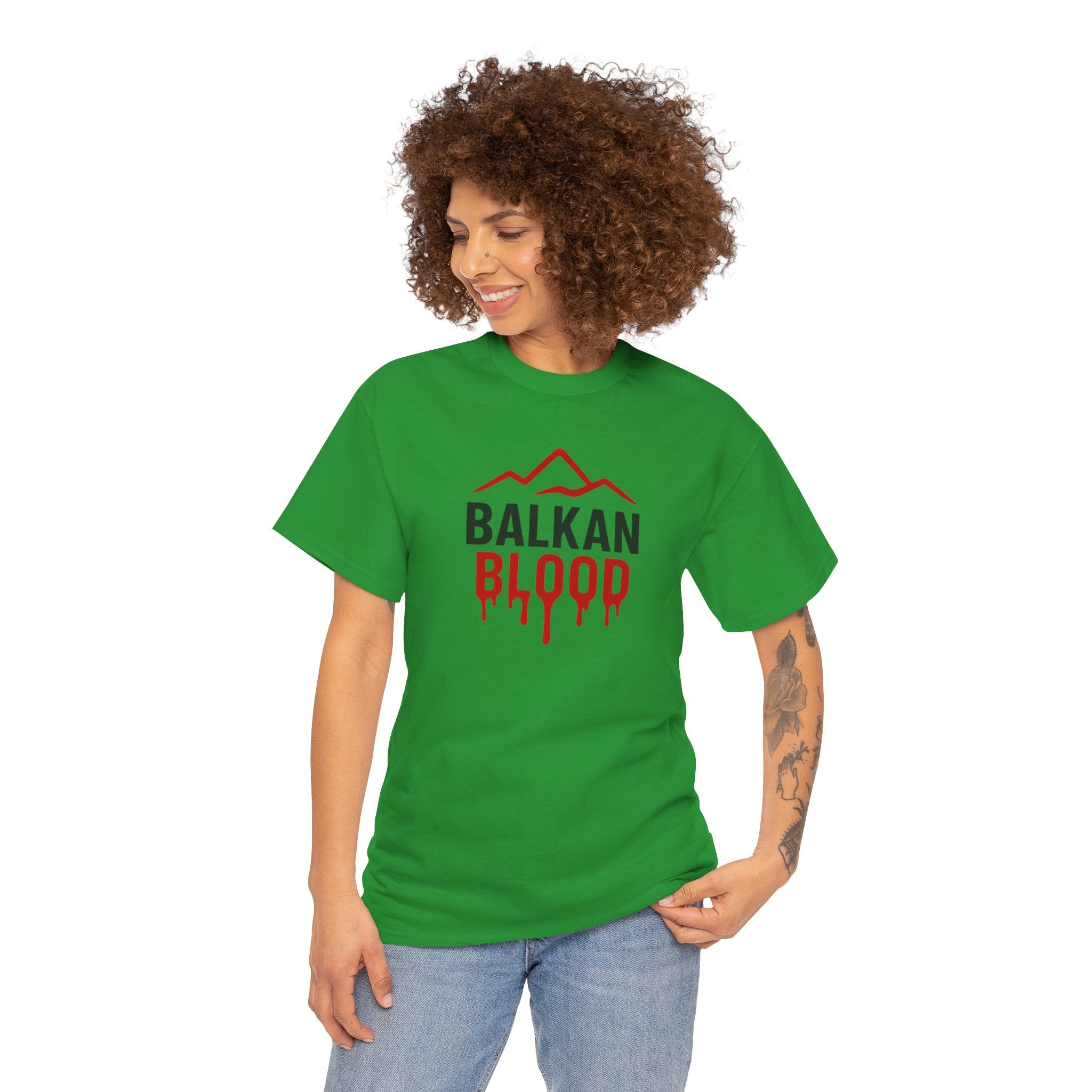 Balkan Blood T-Shirt — Heritage Graphic Tee with Multilingual “Blood” Back Print