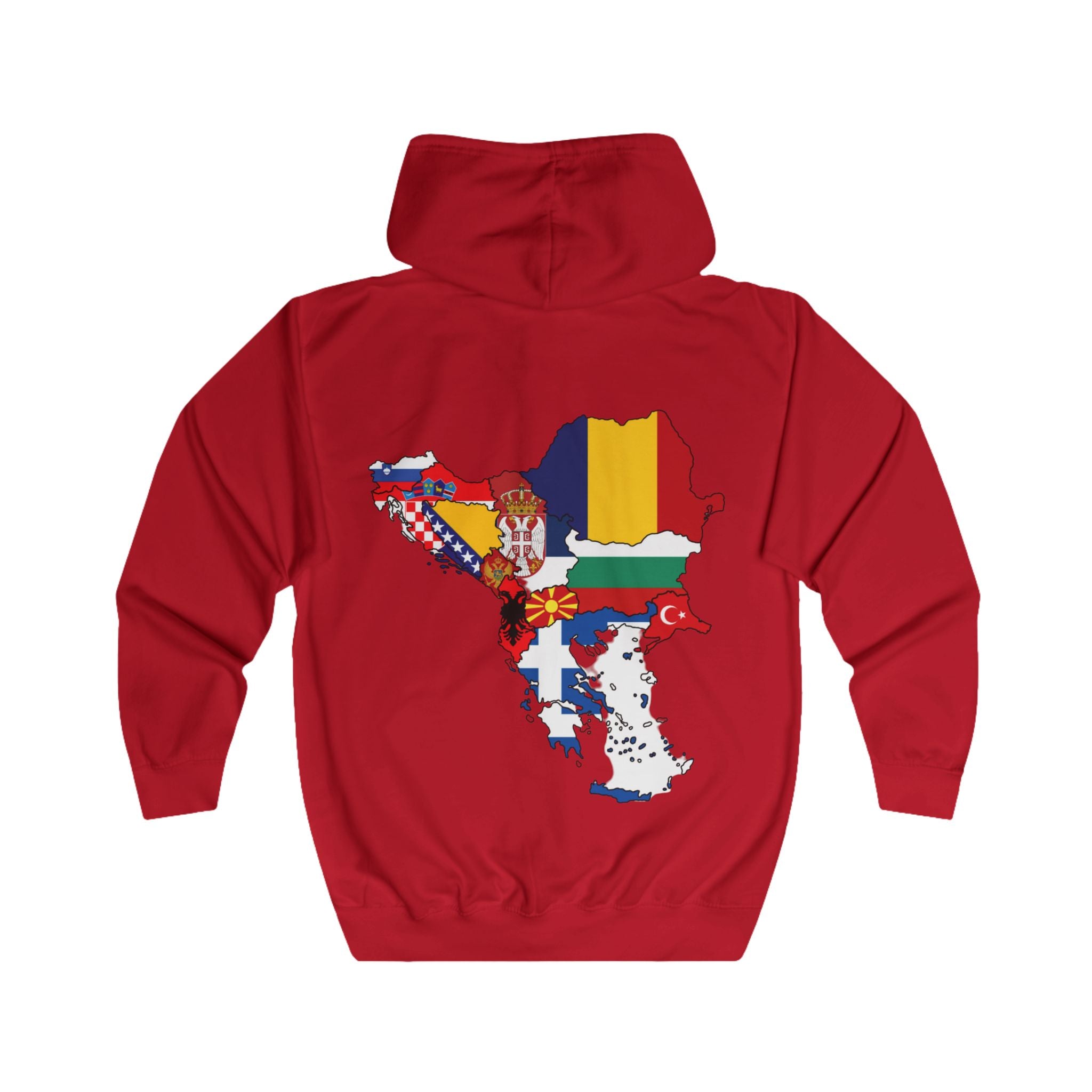 Balkan Blood Unisex Full Zip Hoodie, Cozy Casual Wear for Travel Lovers, Perfect for Events, Gifts, Holidays, Outdoor Adventures