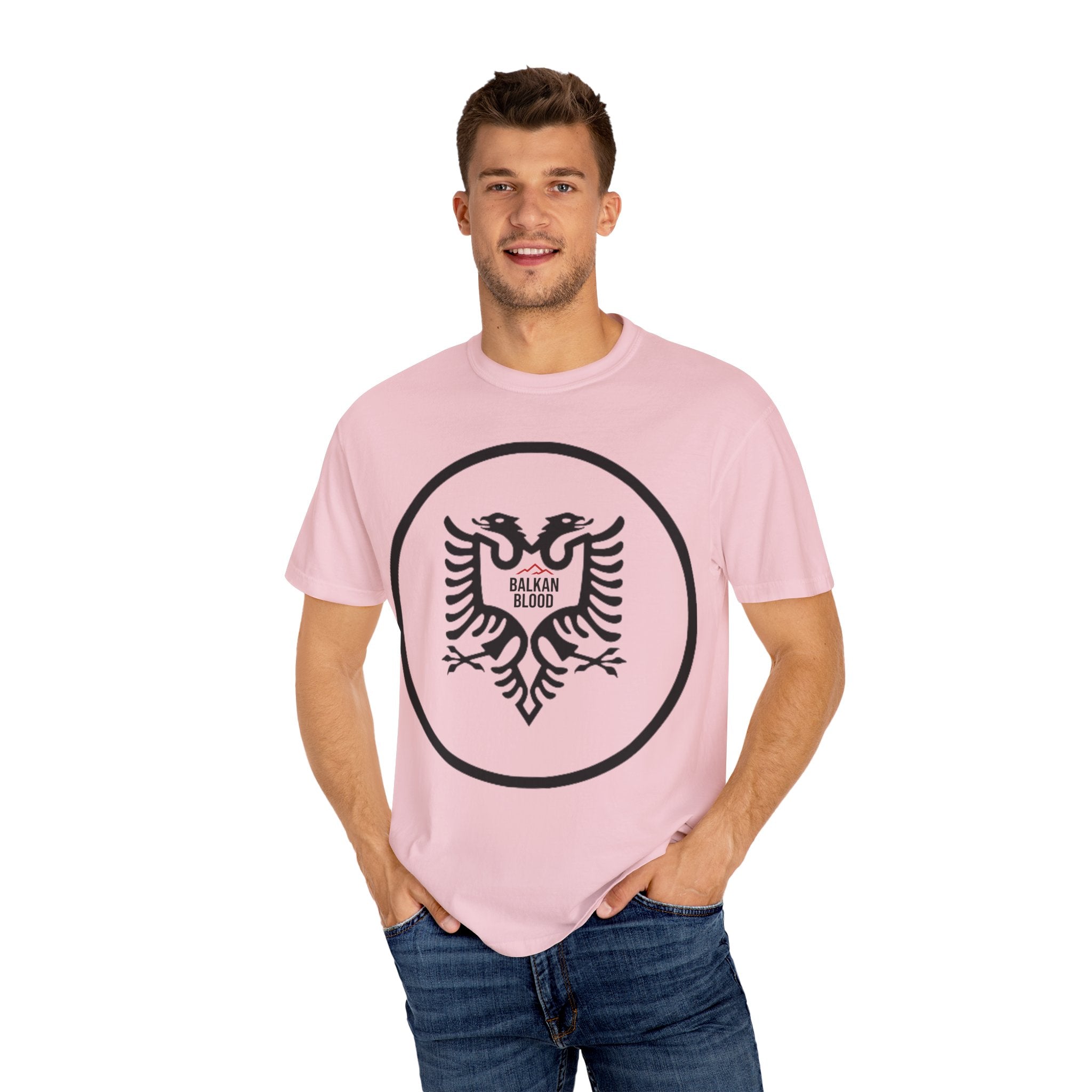 Albanian Balkan Heritage T-Shirt - Unisex Garment-Dyed Tee, Albania Pride Apparel, Cultural Gift, Travel Souvenir, Festival Wear