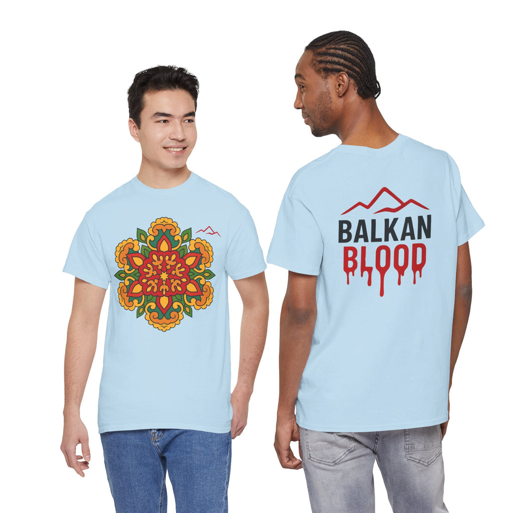 Balkan Blood T‑Shirt — Traditional Balkan Floral Medallion