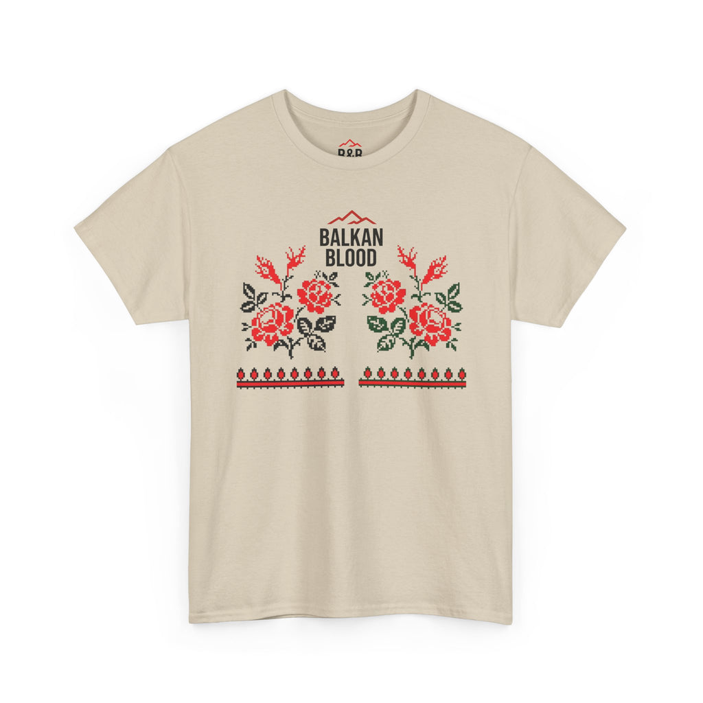 Bulgaria Balkan Blood Unisex Heavy Cotton Tee, Vintage Floral Graphic Shirt, Cultural Heritage Top, Gift for Travelers, Heritage Celebration Apparel