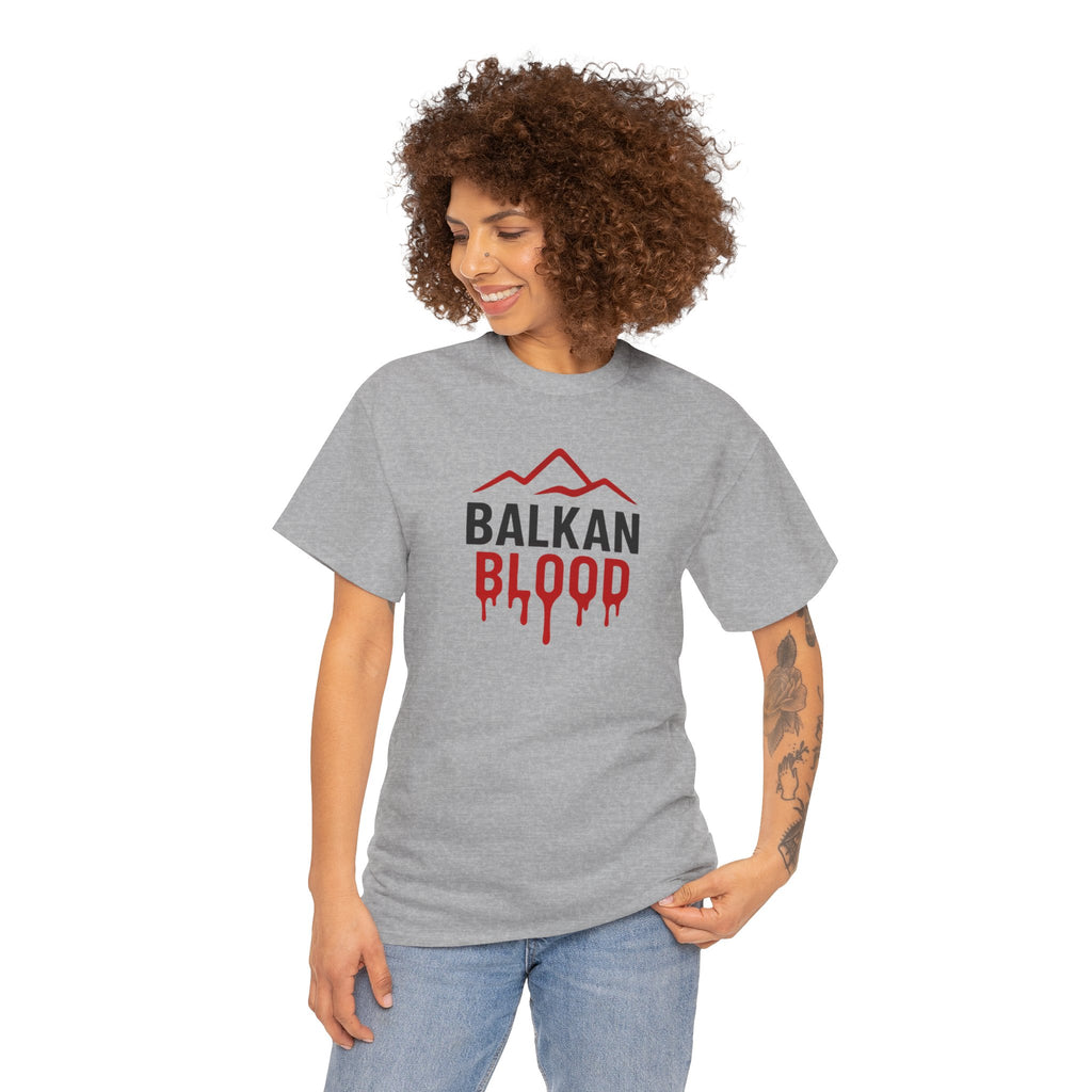 Balkan Blood T-Shirt — Heritage Graphic Tee with Multilingual “Blood” Back Print