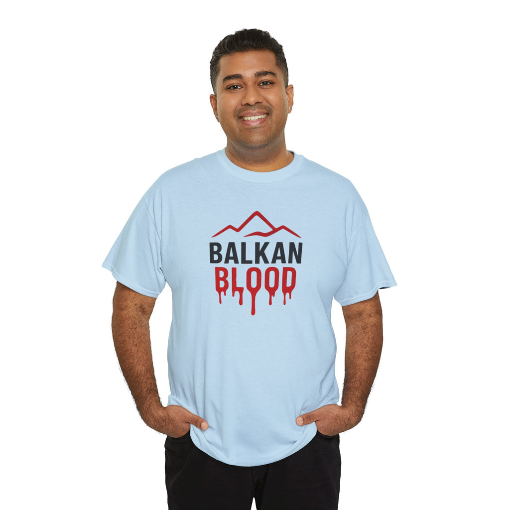 Balkan Blood T-Shirt — Heritage Graphic Tee with Multilingual “Blood” Back Print