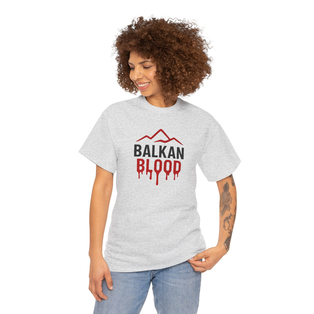 Balkan Blood T-Shirt — Heritage Graphic Tee with Multilingual “Blood” Back Print