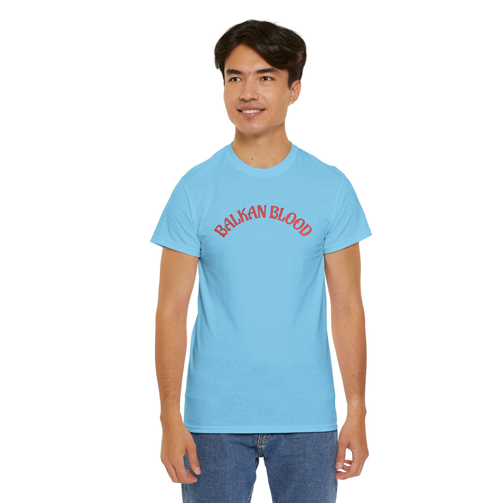 Embroidery Balkan Blood T‑Shirt — Red Arch Logo