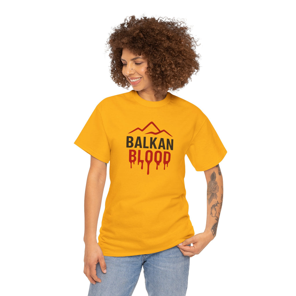 Balkan Blood T-Shirt — Heritage Graphic Tee with Multilingual “Blood” Back Print