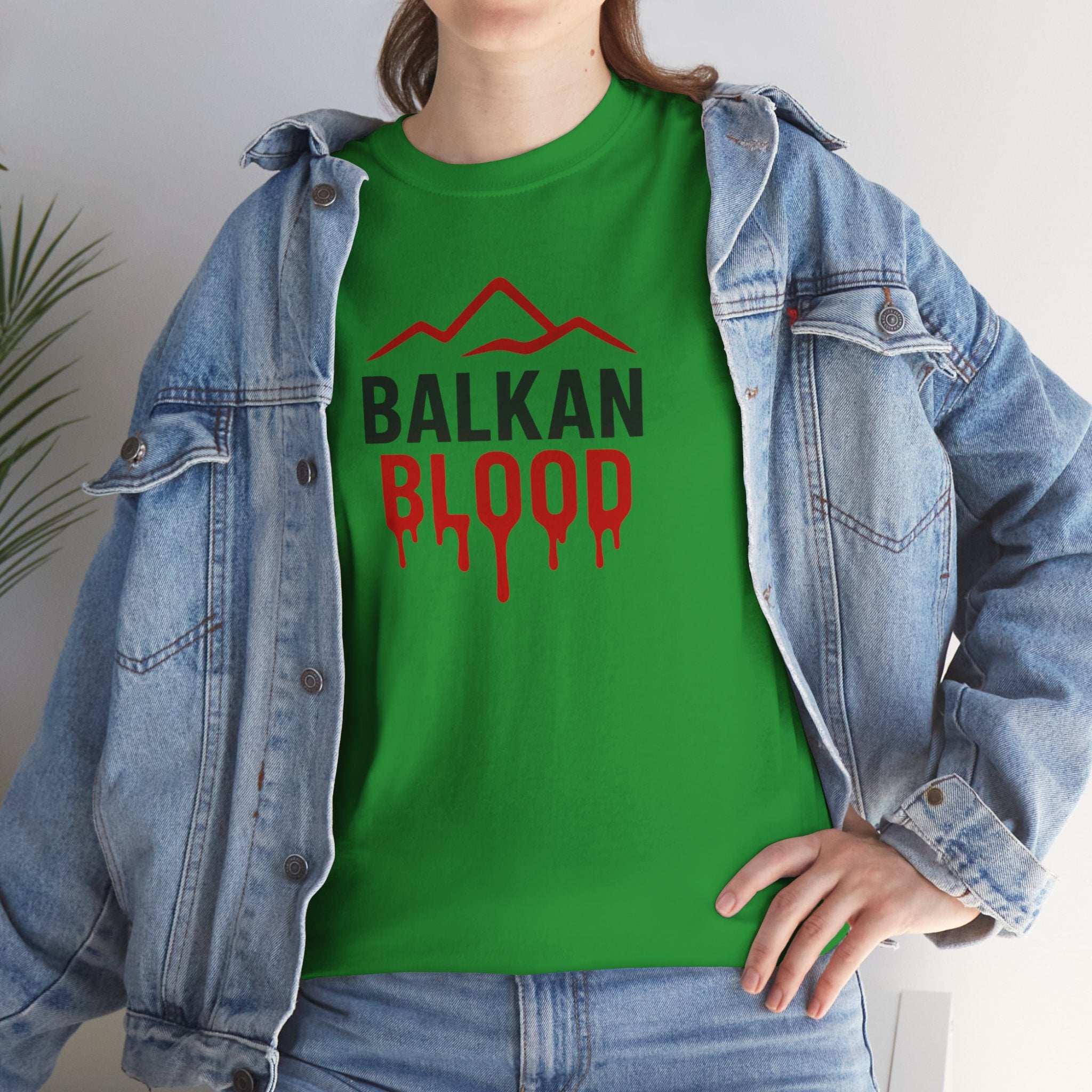 Balkan Blood T-Shirt — Heritage Graphic Tee with Multilingual “Blood” Back Print