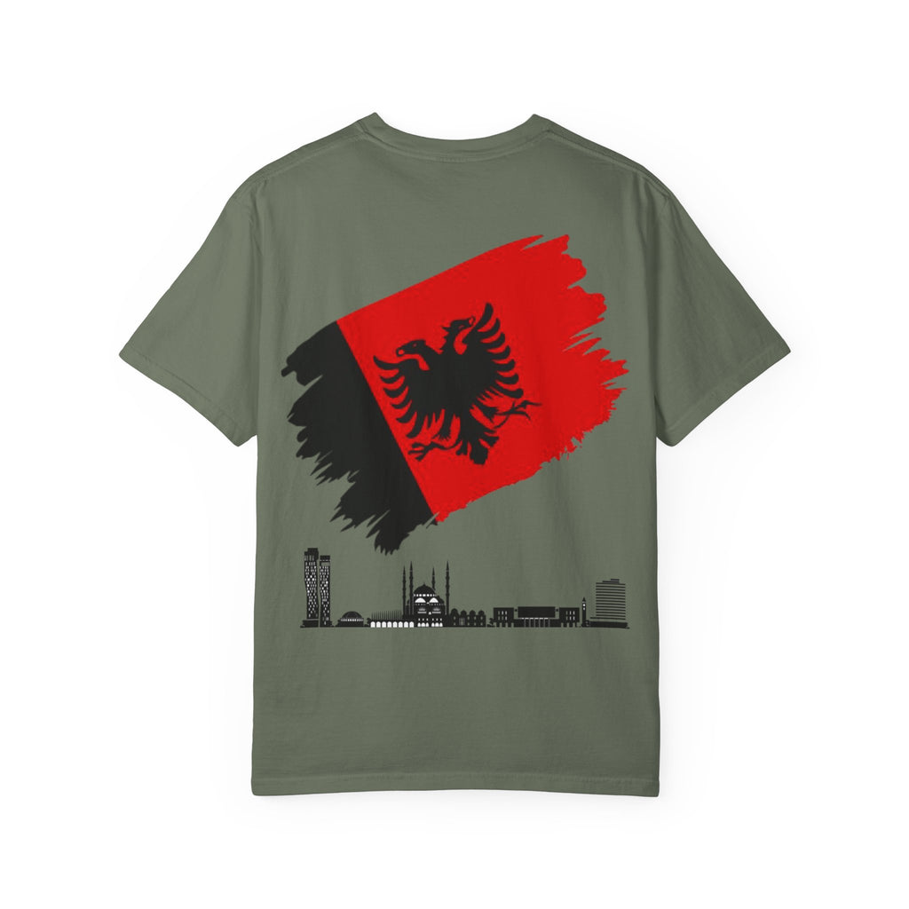 Albanian Balkan Heritage T-Shirt - Unisex Garment-Dyed Tee, Albania Pride Apparel, Cultural Gift, Travel Souvenir, Festival Wear