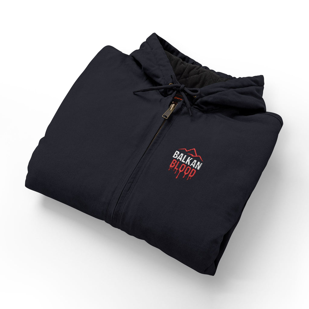 Embroidered 'Honor & Blood' Work Jacket – Heavy Duck Cloth Hooded Jacket