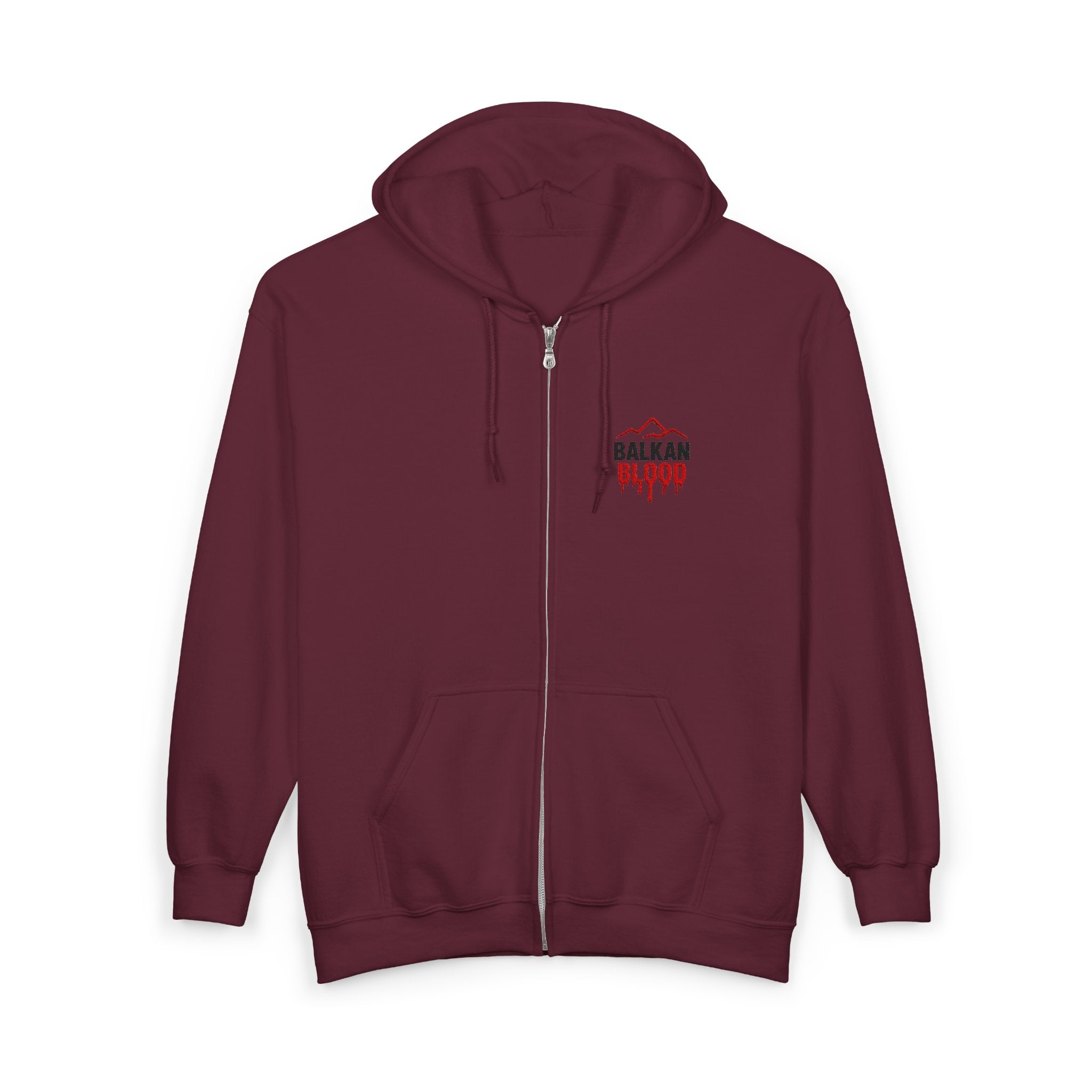 Zip Hoodie — Balkan Blood Logo Embroidery