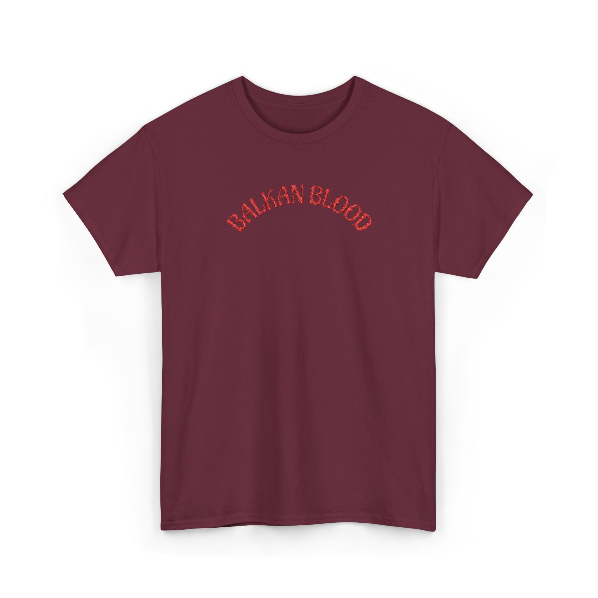 Embroidery Balkan Blood T‑Shirt — Red Arch Logo
