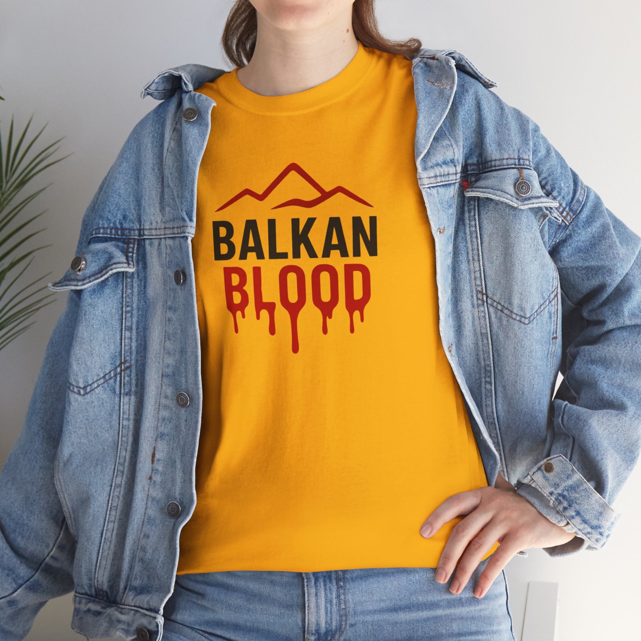 Balkan Blood T-Shirt — Heritage Graphic Tee with Multilingual “Blood” Back Print