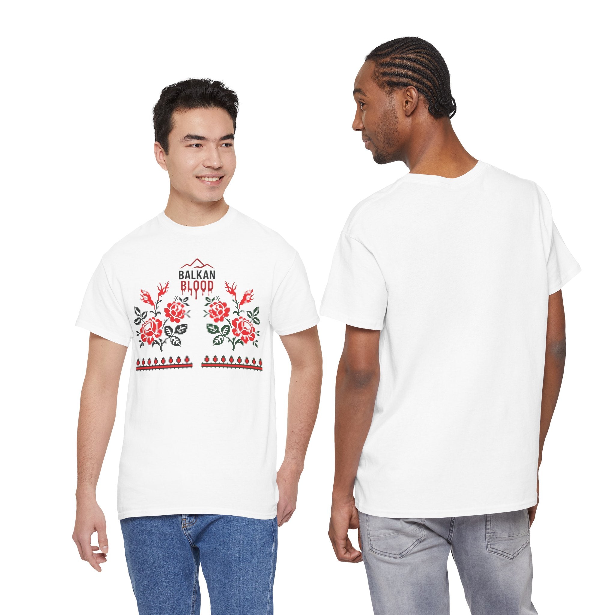 Bulgaria Balkan Blood Unisex Heavy Cotton Tee, Vintage Floral Graphic Shirt