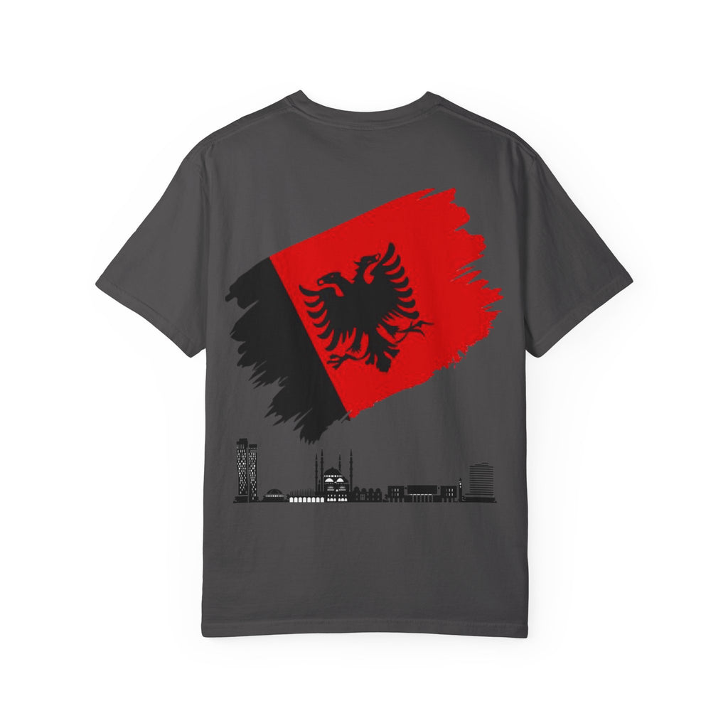 Albanian Balkan Heritage T-Shirt - Unisex Garment-Dyed Tee, Albania Pride Apparel, Cultural Gift, Travel Souvenir, Festival Wear