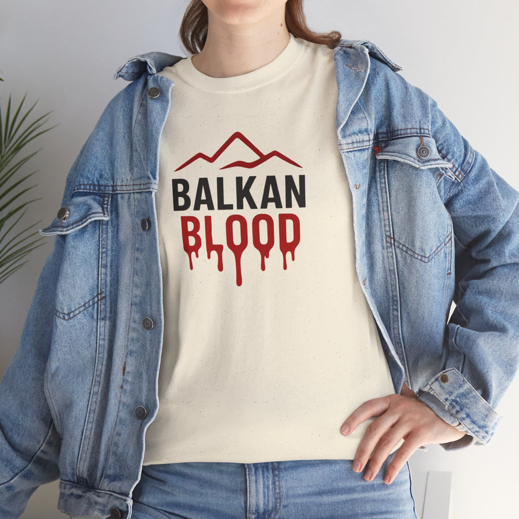 Balkan Blood T-Shirt — Heritage Graphic Tee with Multilingual “Blood” Back Print