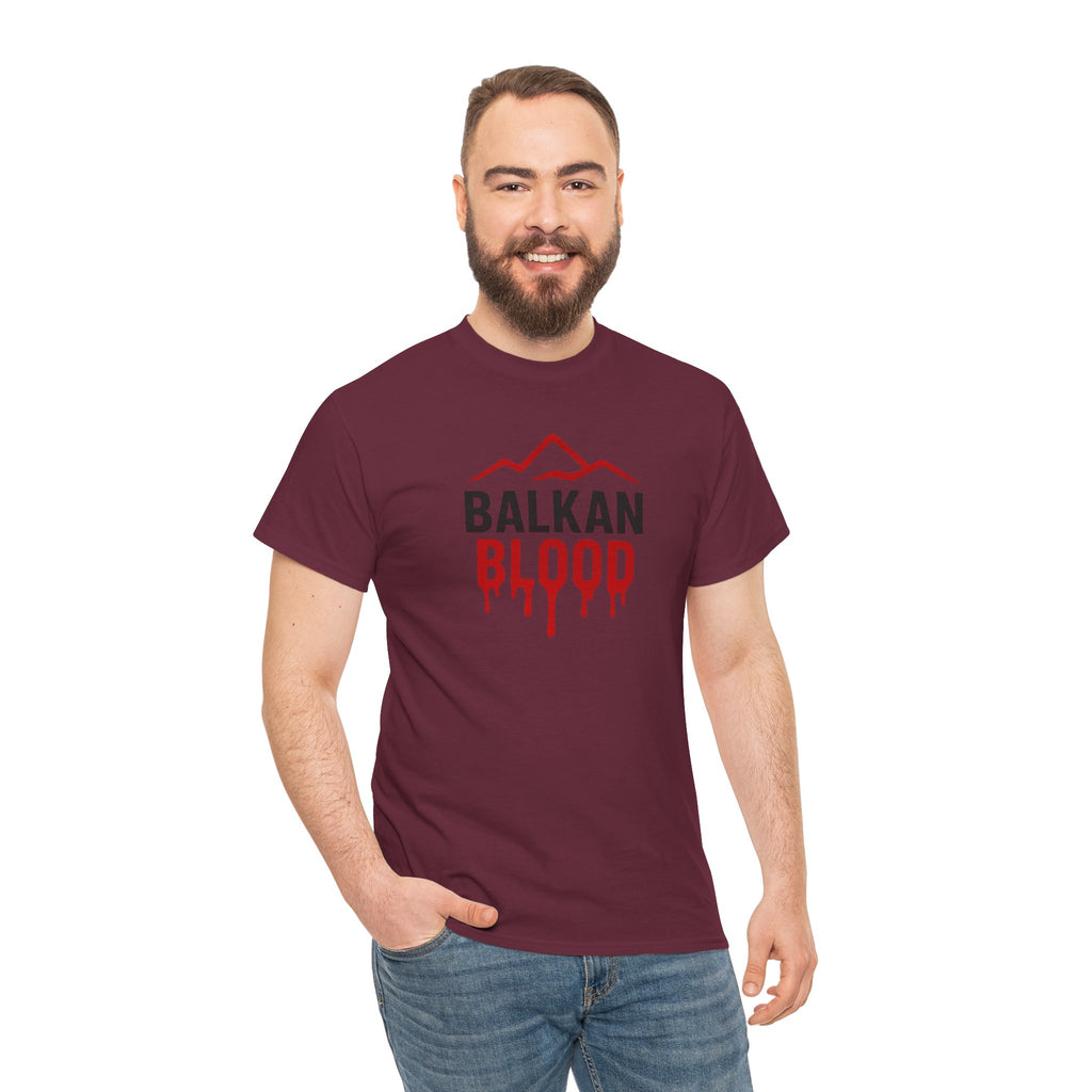 Balkan Blood T-Shirt — Heritage Graphic Tee with Multilingual “Blood” Back Print
