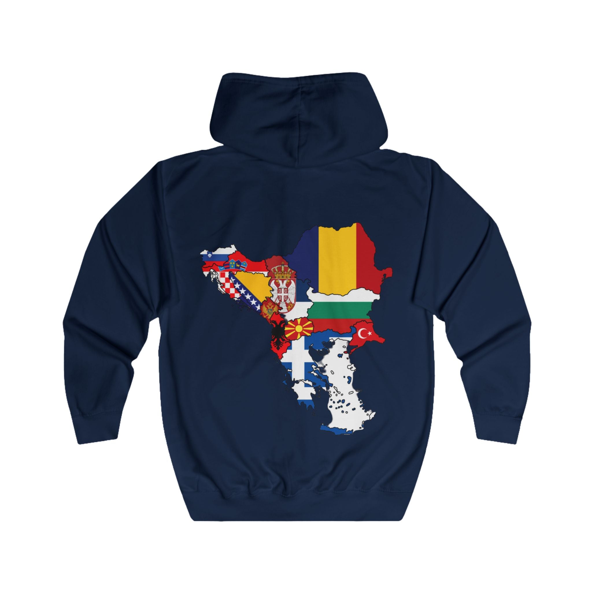 Balkan Blood Unisex Full Zip Hoodie, Cozy Casual Wear for Travel Lovers, Perfect for Events, Gifts, Holidays, Outdoor Adventures