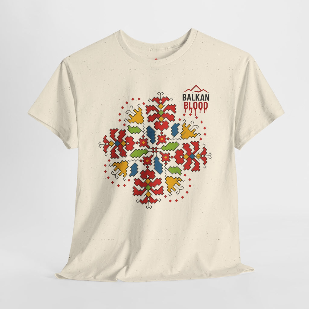 Balkan Blood Unisex Heavy Cotton Tee, Balkan Emrodery