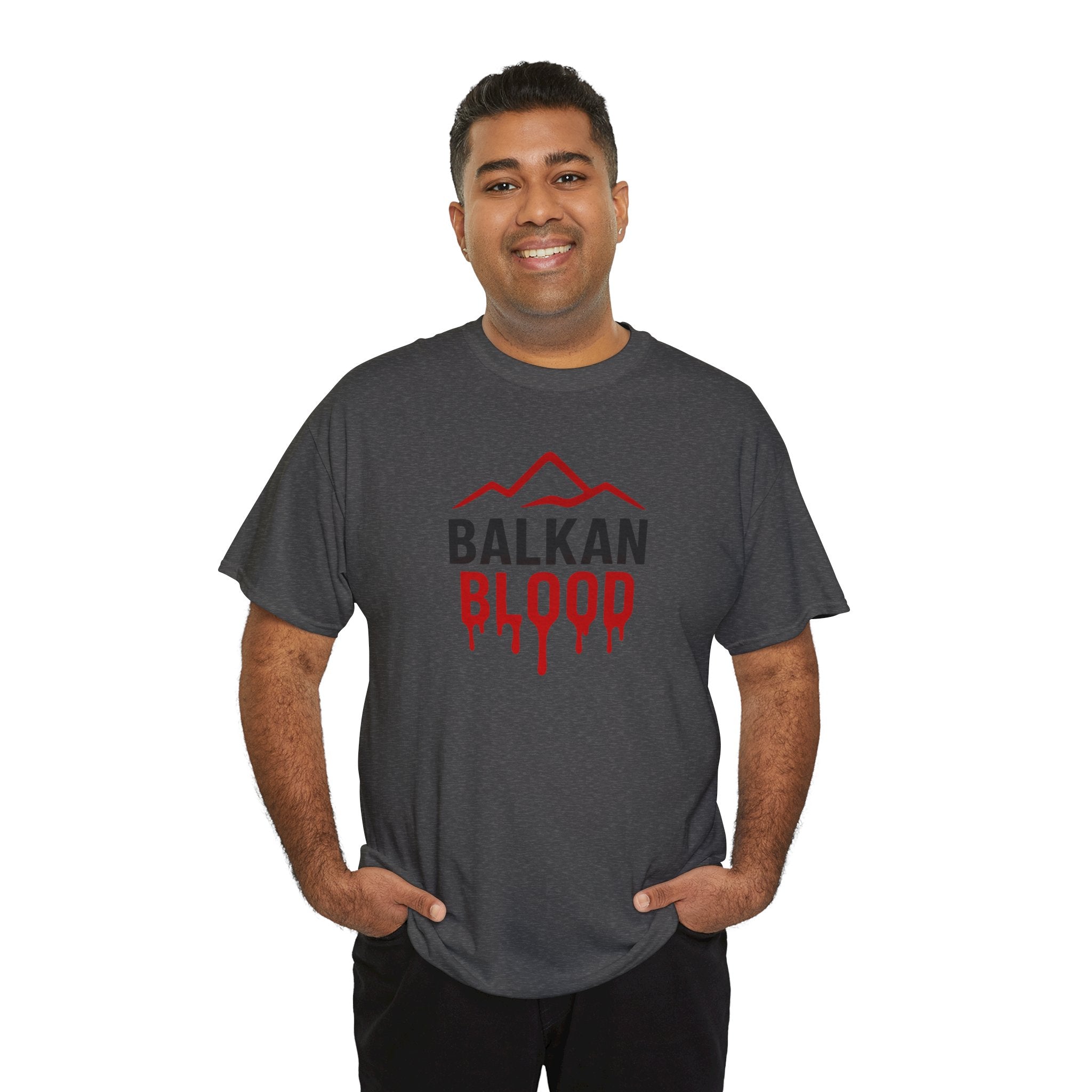 Balkan Blood T-Shirt — Heritage Graphic Tee with Multilingual “Blood” Back Print