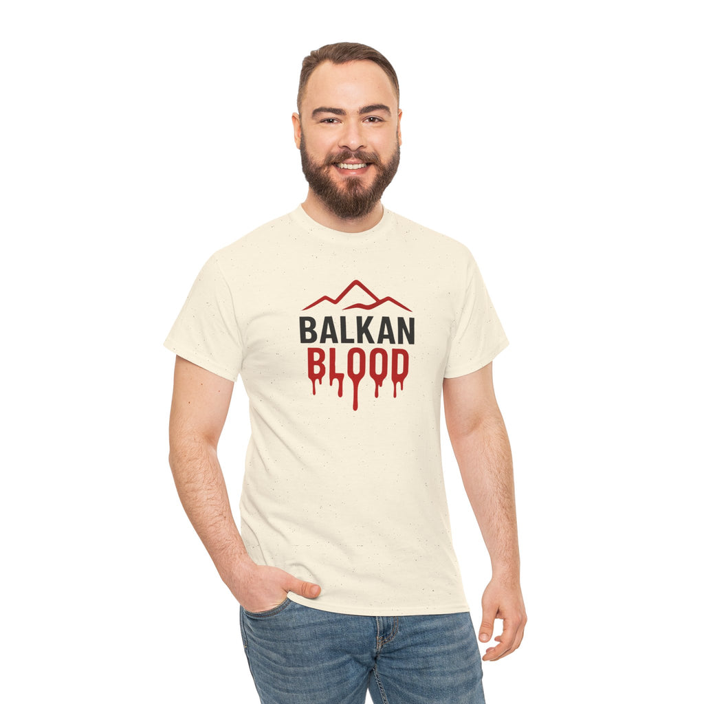 Balkan Blood T-Shirt — Heritage Graphic Tee with Multilingual “Blood” Back Print