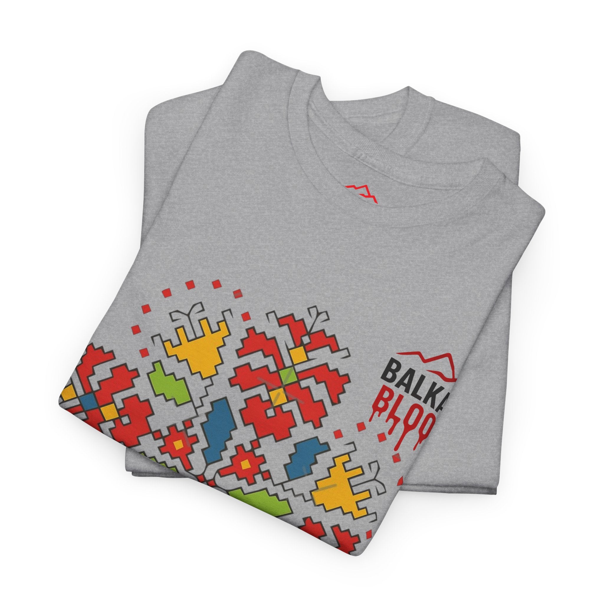 Balkan Blood Unisex Heavy Cotton Tee, Balkan Emrodery