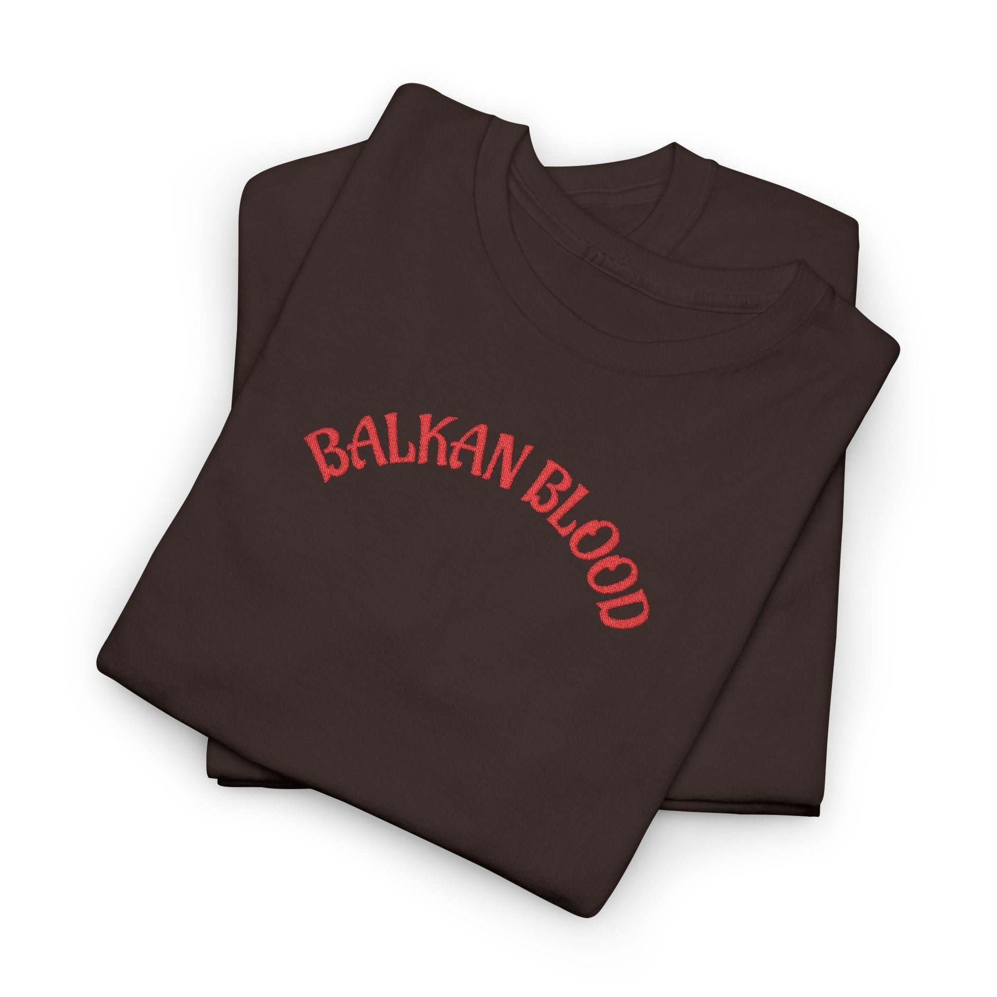 Embroidery Balkan Blood T‑Shirt — Red Arch Logo