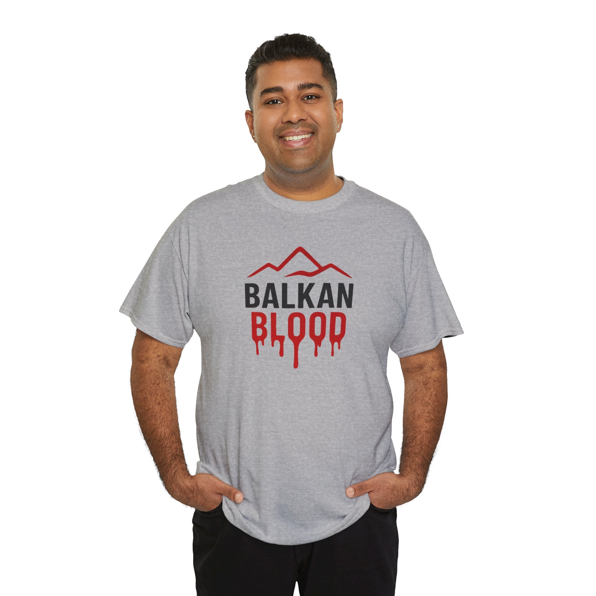 Balkan Blood T-Shirt — Heritage Graphic Tee with Multilingual “Blood” Back Print