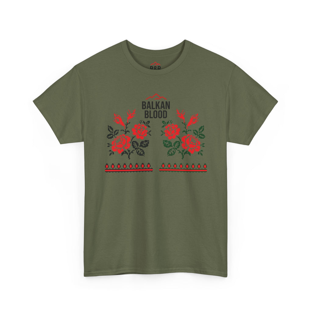 Bulgaria Balkan Blood Unisex Heavy Cotton Tee, Vintage Floral Graphic Shirt, Cultural Heritage Top, Gift for Travelers, Heritage Celebration Apparel
