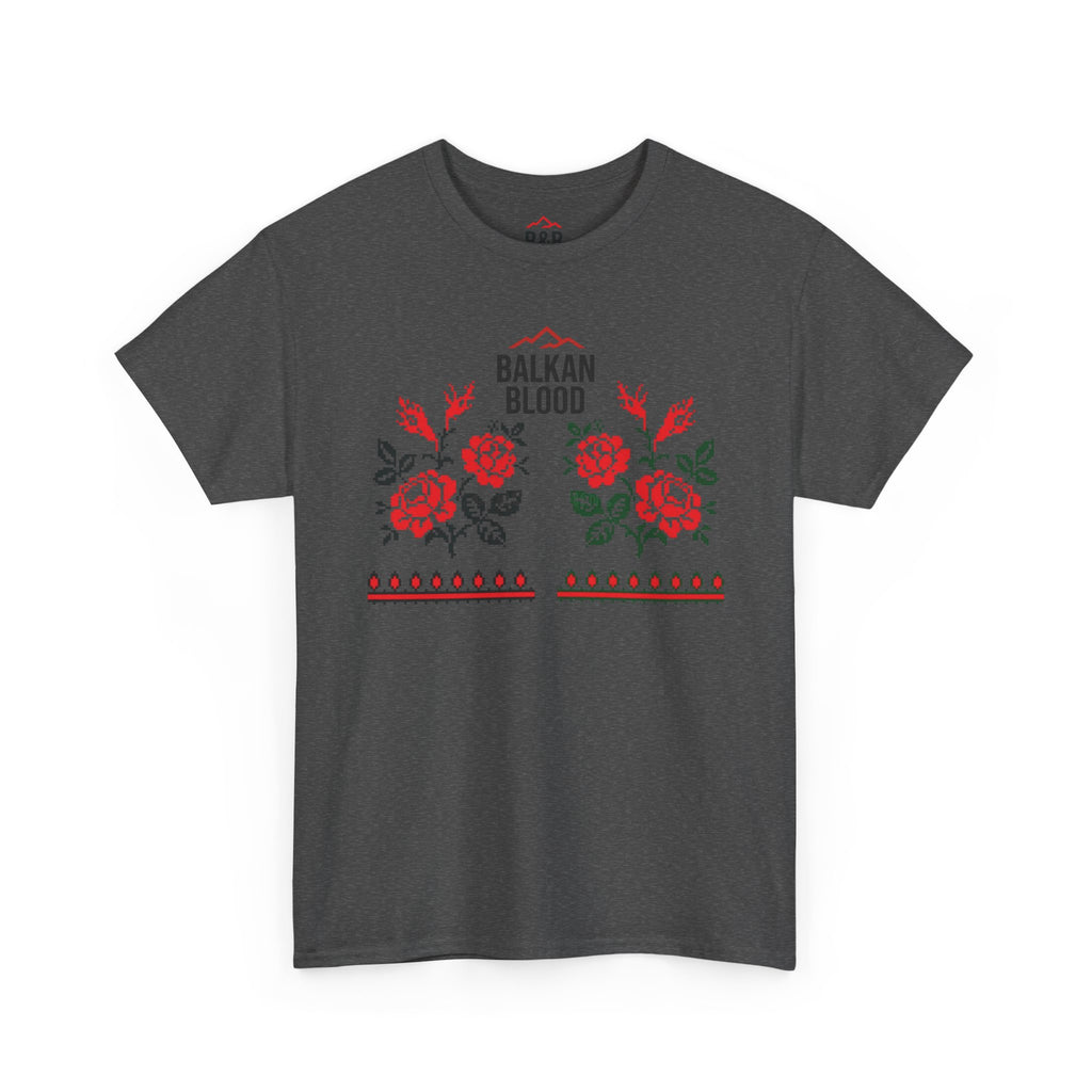 Bulgaria Balkan Blood Unisex Heavy Cotton Tee, Vintage Floral Graphic Shirt, Cultural Heritage Top, Gift for Travelers, Heritage Celebration Apparel