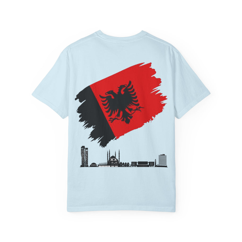Albanian Balkan Heritage T-Shirt - Unisex Garment-Dyed Tee, Albania Pride Apparel, Cultural Gift, Travel Souvenir, Festival Wear