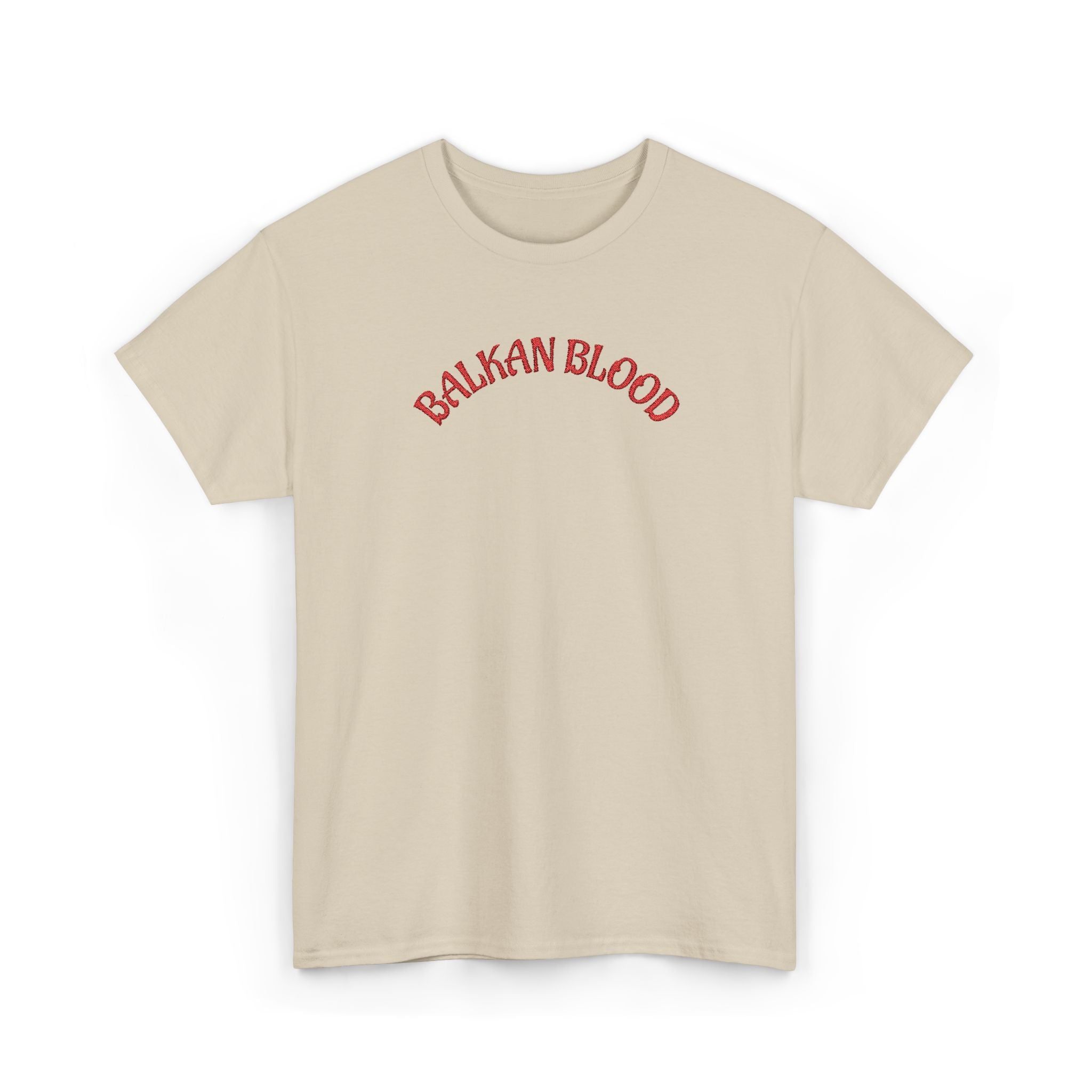 Embroidery Balkan Blood T‑Shirt — Red Arch Logo