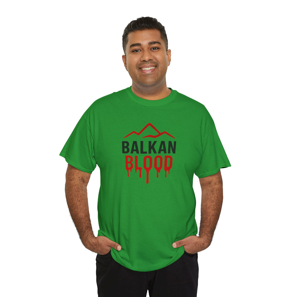 Balkan Blood T-Shirt — Heritage Graphic Tee with Multilingual “Blood” Back Print
