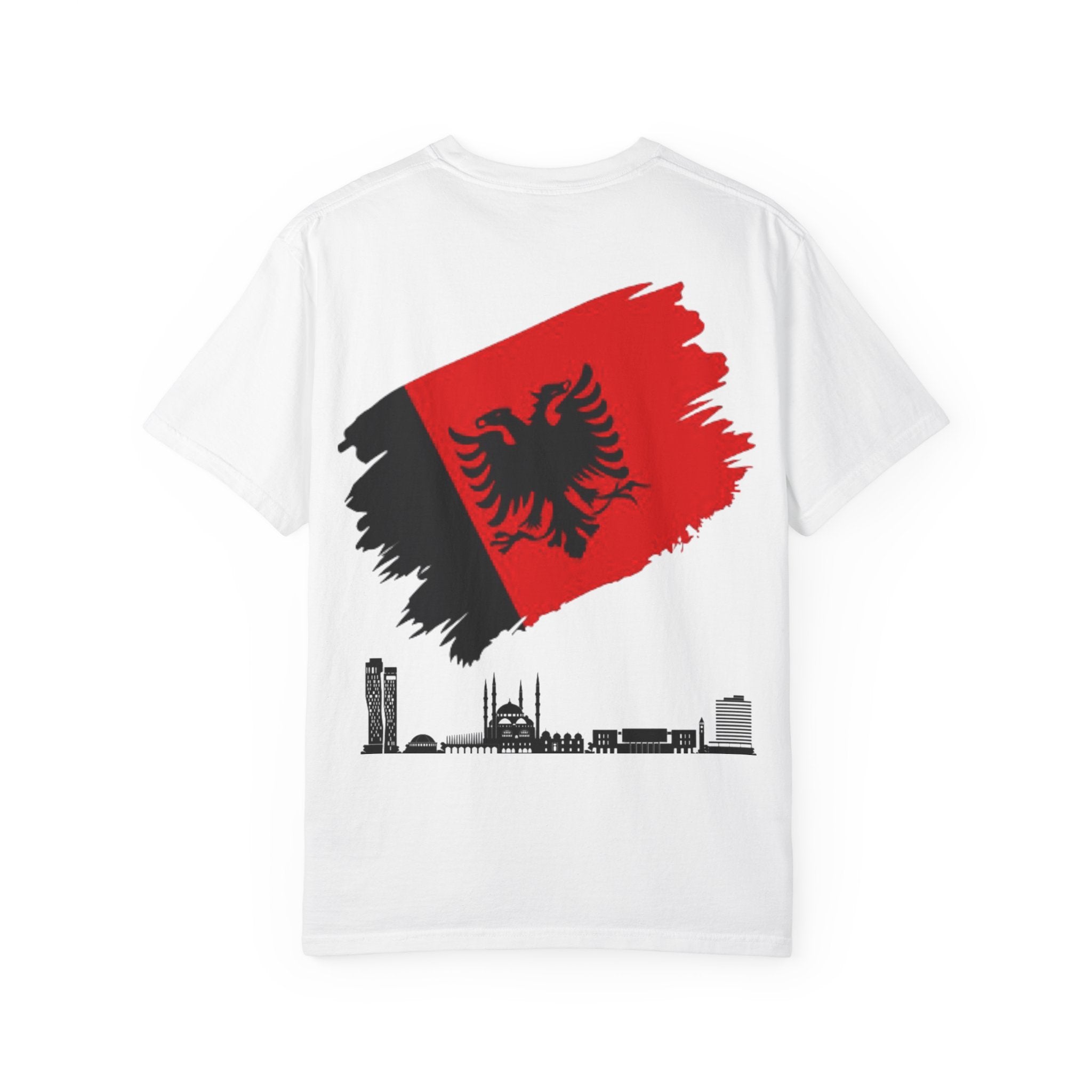 Albanian Balkan Heritage T-Shirt - Unisex Garment-Dyed Tee, Albania Pride Apparel, Cultural Gift, Travel Souvenir, Festival Wear