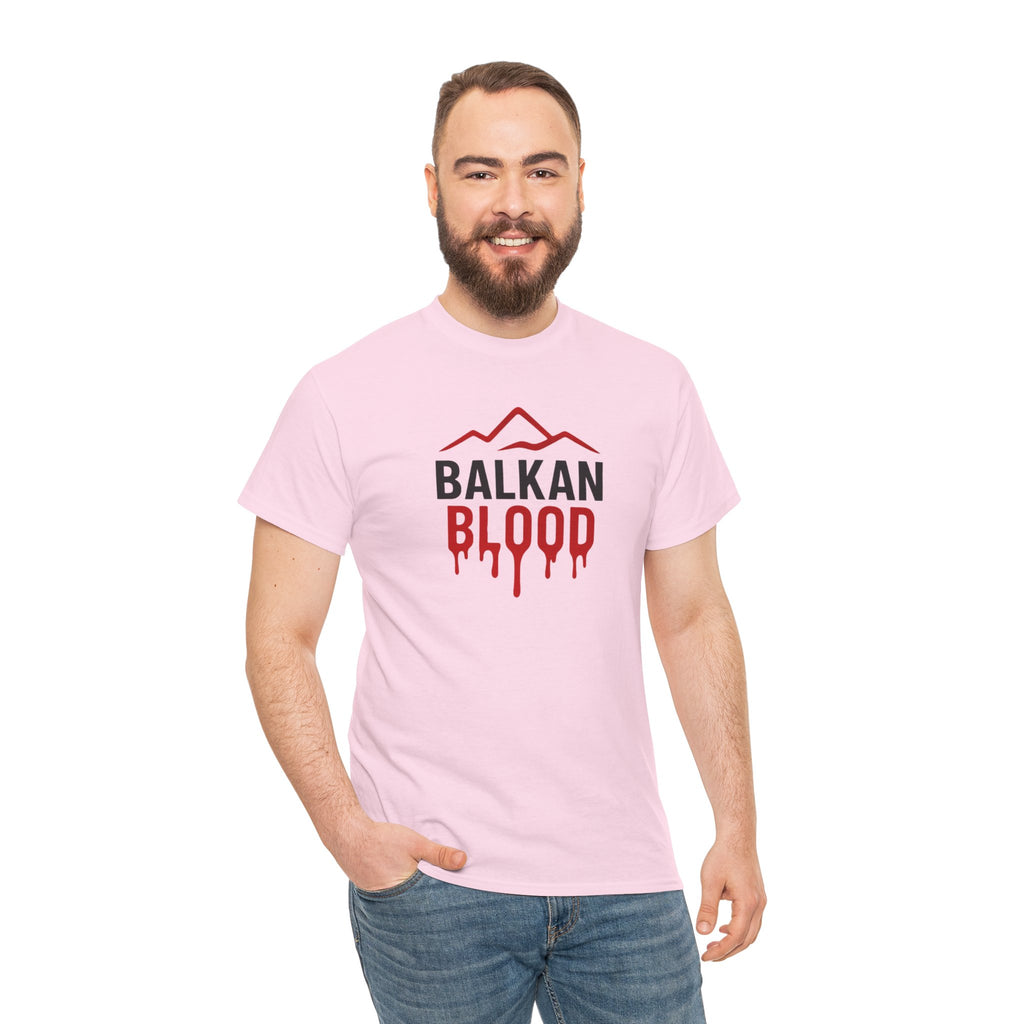 Balkan Blood T-Shirt — Heritage Graphic Tee with Multilingual “Blood” Back Print