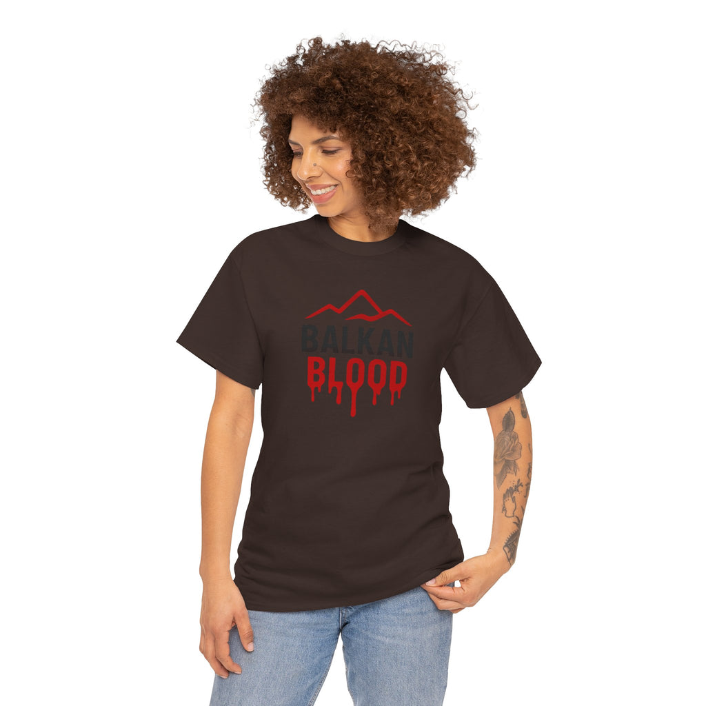 Balkan Blood T-Shirt — Heritage Graphic Tee with Multilingual “Blood” Back Print