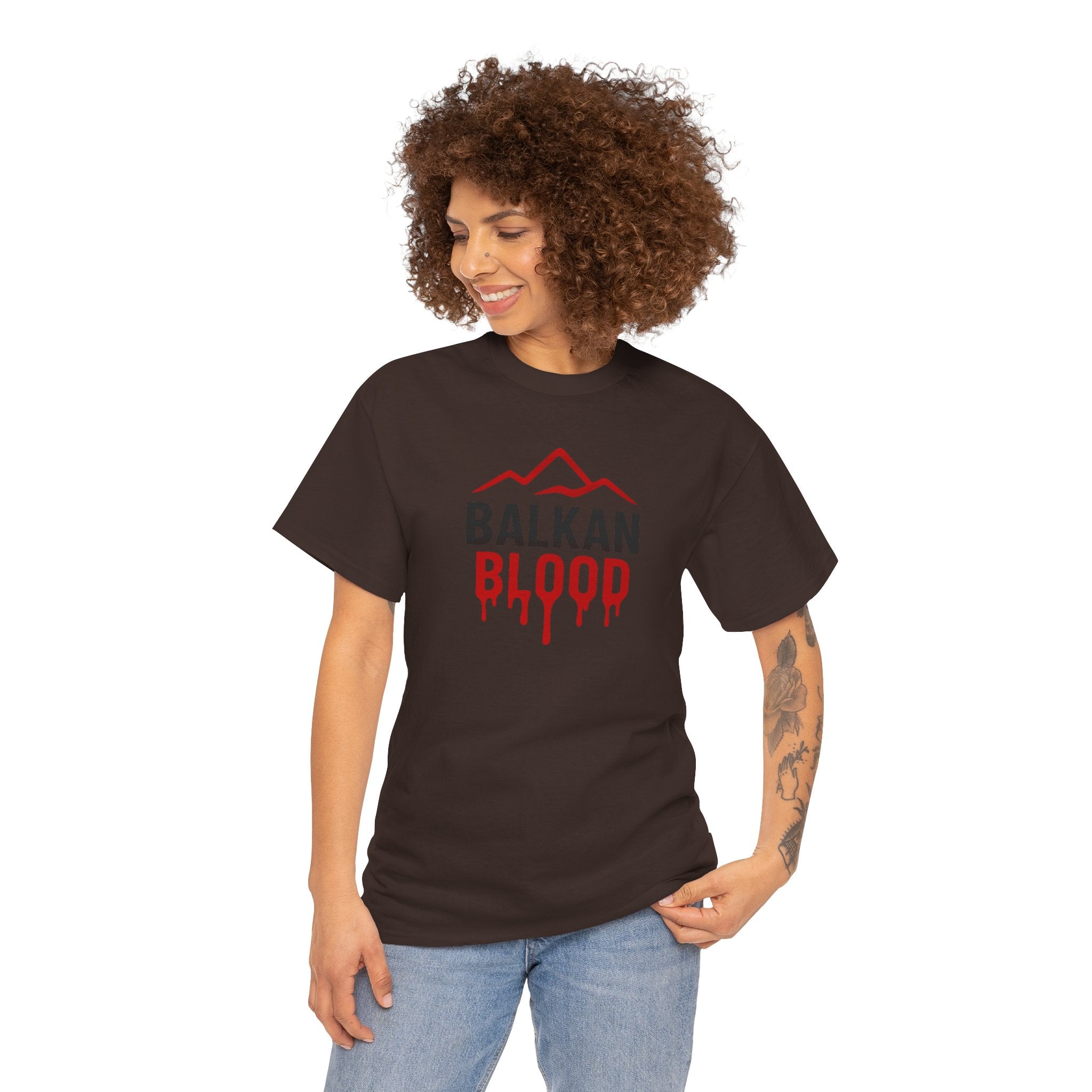 Balkan Blood T-Shirt — Heritage Graphic Tee with Multilingual “Blood” Back Print