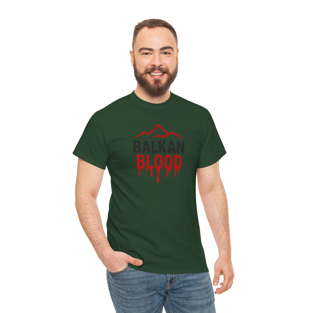 Balkan Blood T-Shirt — Heritage Graphic Tee with Multilingual “Blood” Back Print