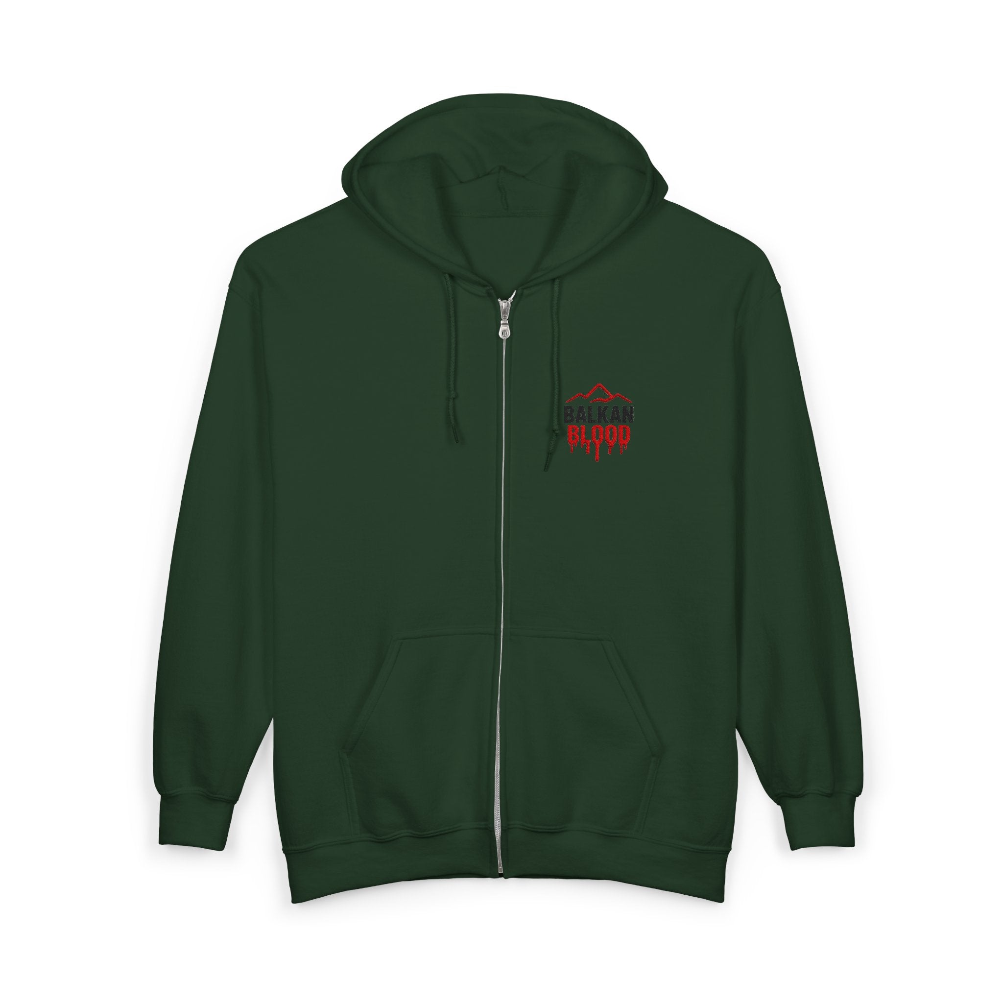 Zip Hoodie — Balkan Blood Logo Embroidery