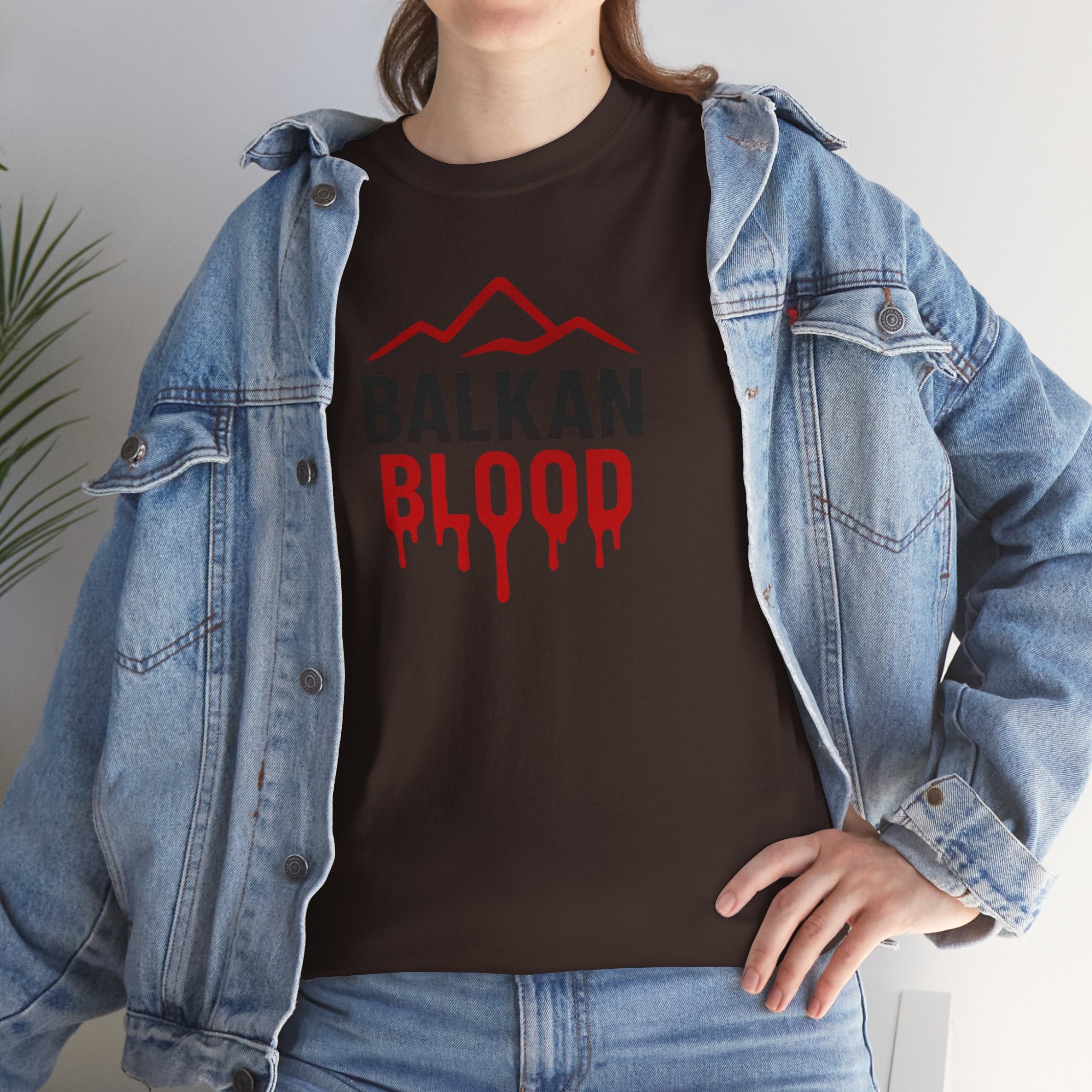 Balkan Blood T-Shirt — Heritage Graphic Tee with Multilingual “Blood” Back Print