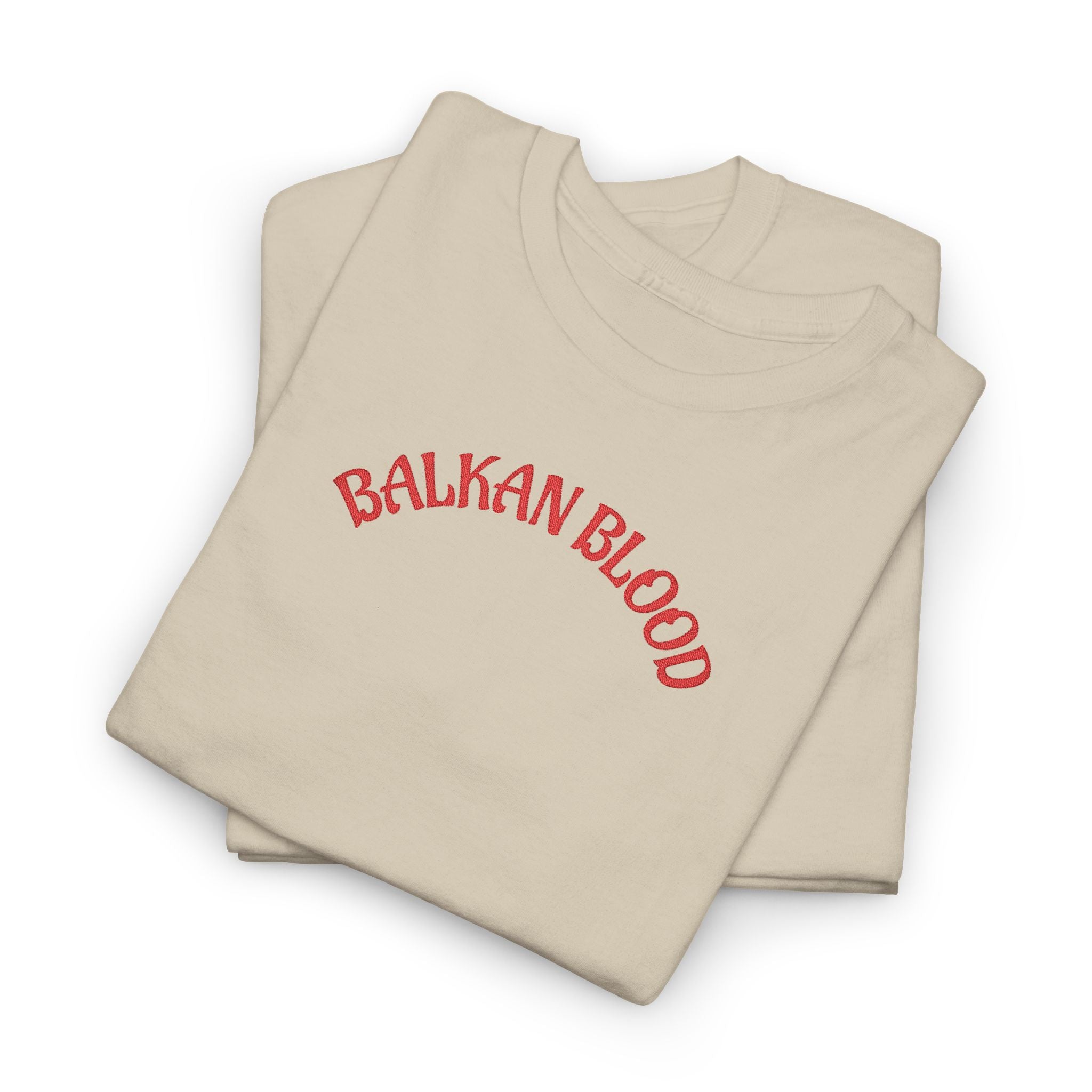 Embroidery Balkan Blood T‑Shirt — Red Arch Logo