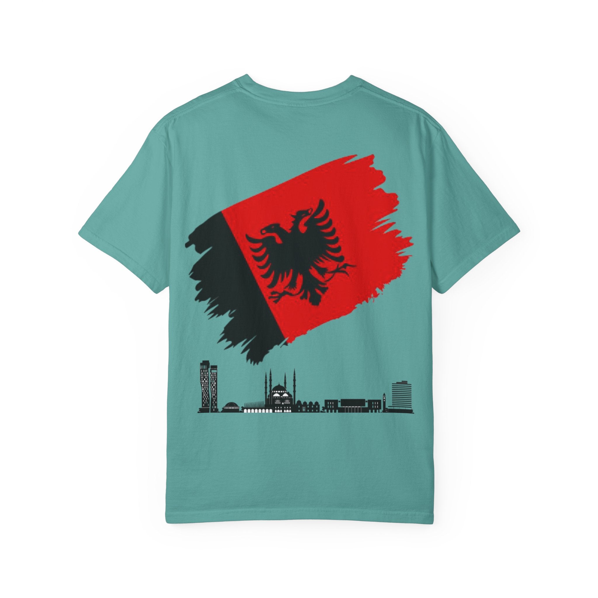 Albanian Balkan Heritage T-Shirt - Unisex Garment-Dyed Tee, Albania Pride Apparel, Cultural Gift, Travel Souvenir, Festival Wear