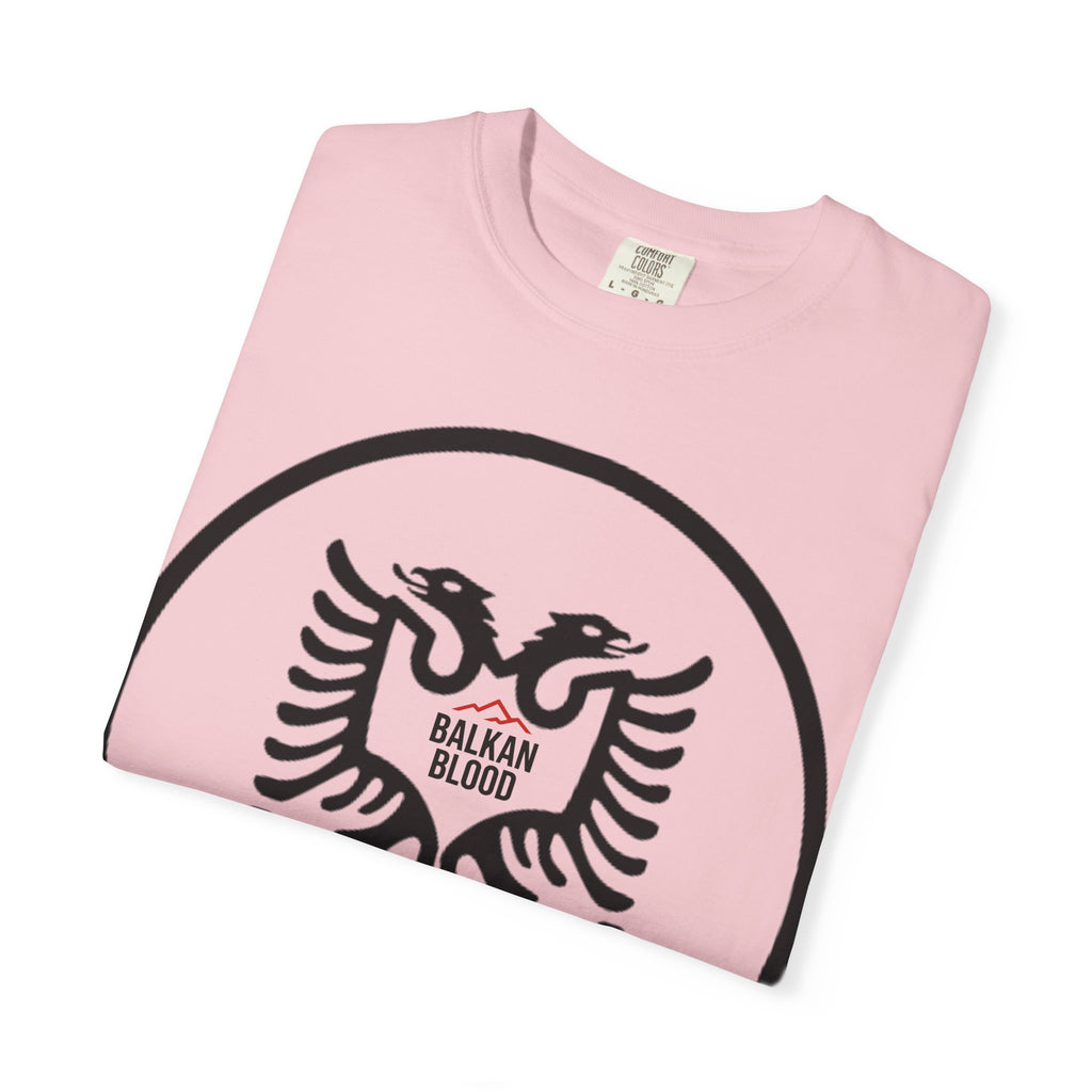 Albanian Balkan Heritage T-Shirt - Unisex Garment-Dyed Tee, Albania Pride Apparel, Cultural Gift, Travel Souvenir, Festival Wear