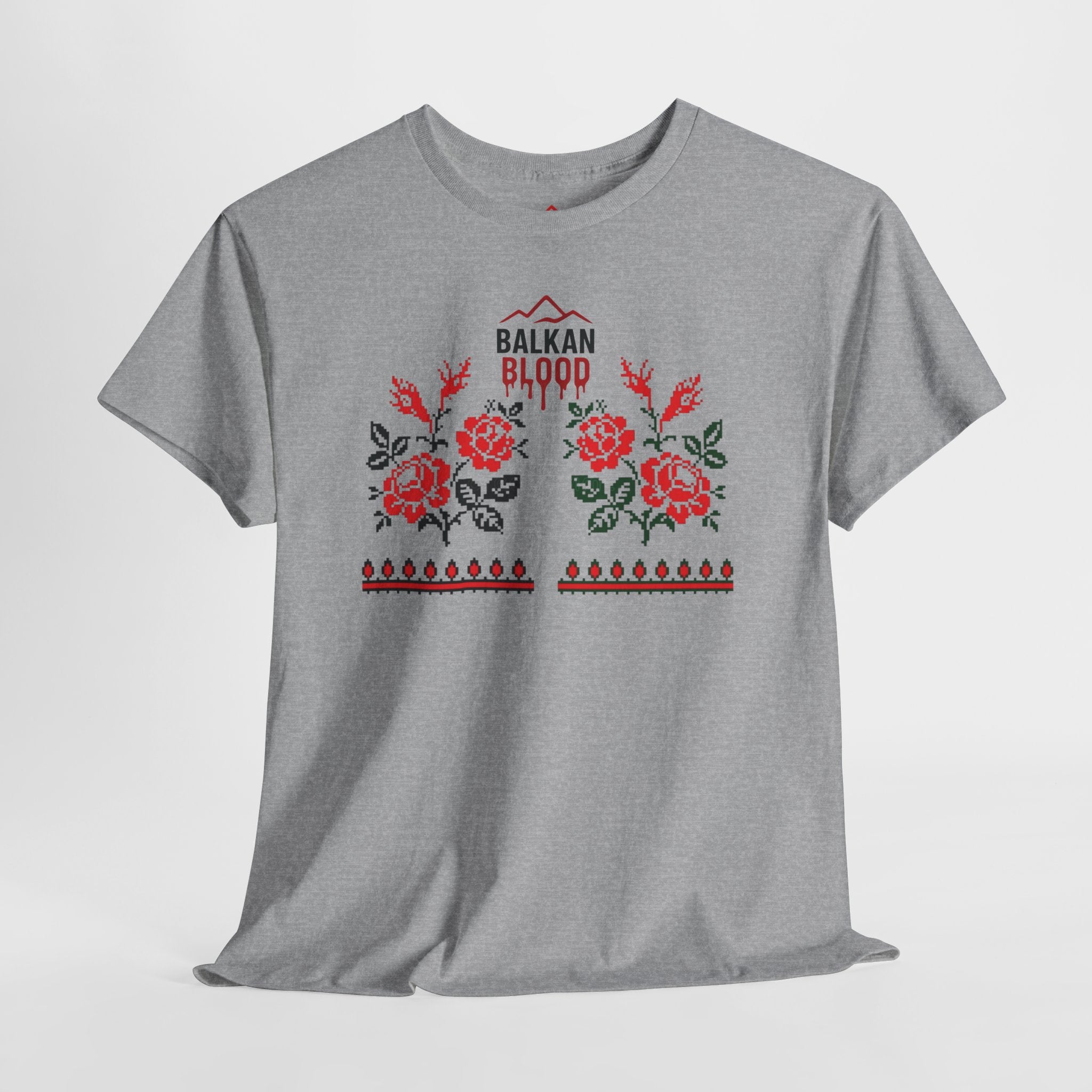 Bulgaria Balkan Blood Unisex Heavy Cotton Tee, Vintage Floral Graphic Shirt