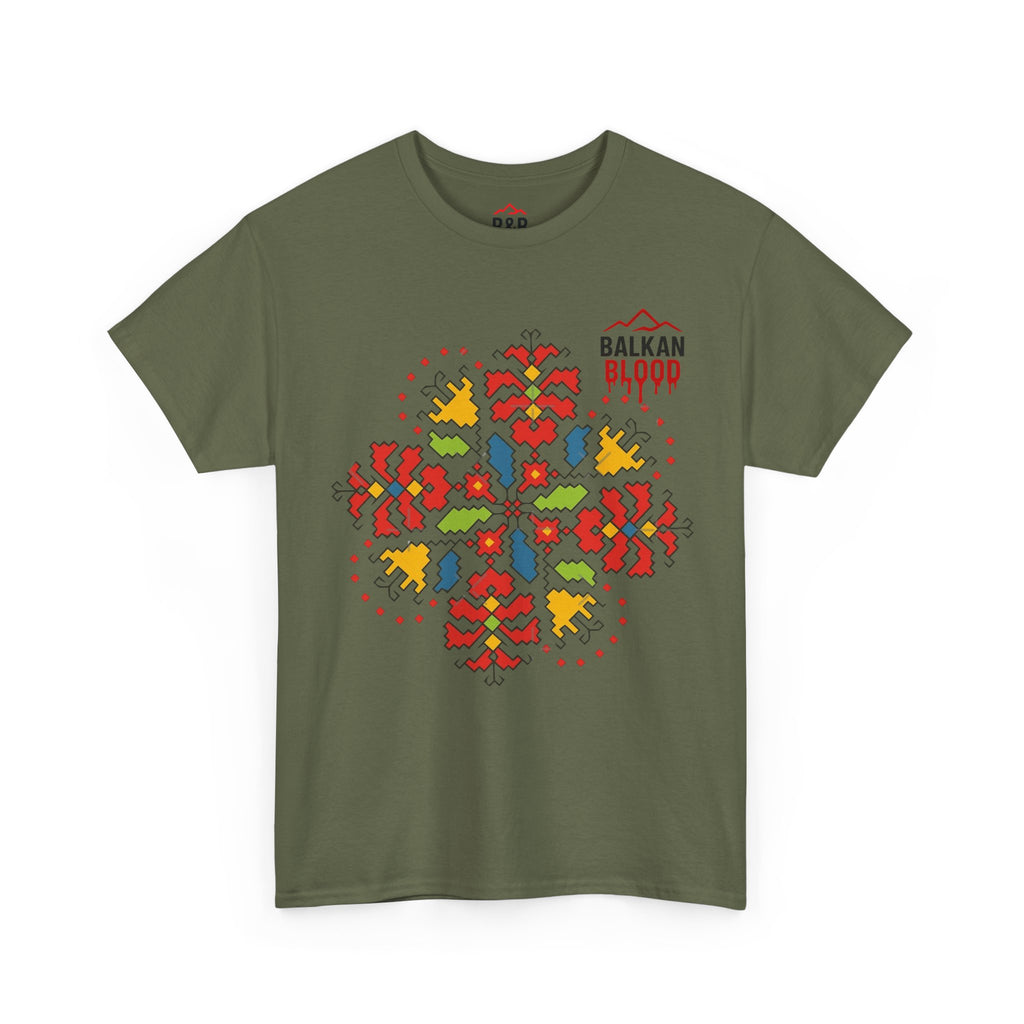 Balkan Blood Unisex Heavy Cotton Tee, Balkan Emrodery