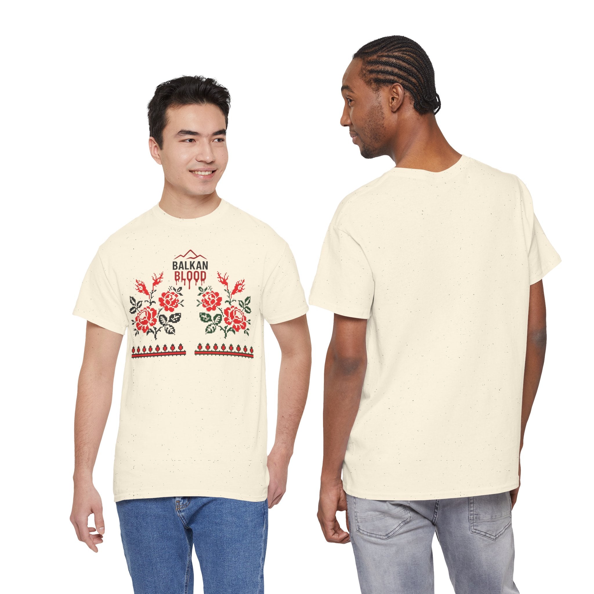 Bulgaria Balkan Blood Unisex Heavy Cotton Tee, Vintage Floral Graphic Shirt