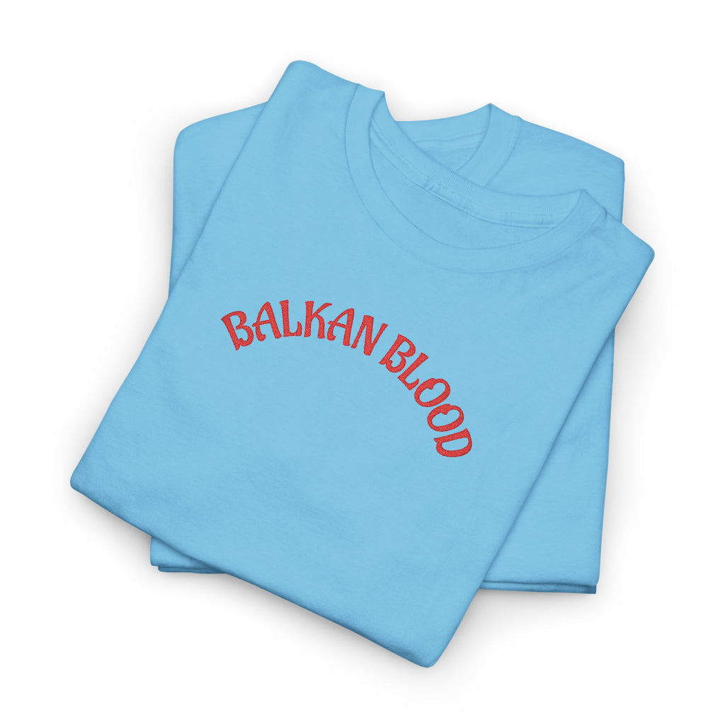 Embroidery Balkan Blood T‑Shirt — Red Arch Logo
