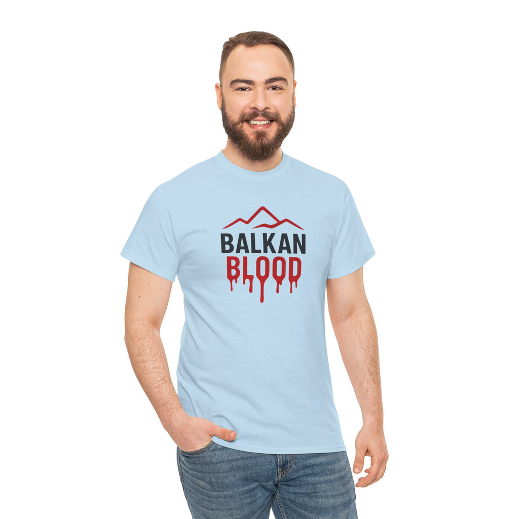 Balkan Blood T-Shirt — Heritage Graphic Tee with Multilingual “Blood” Back Print