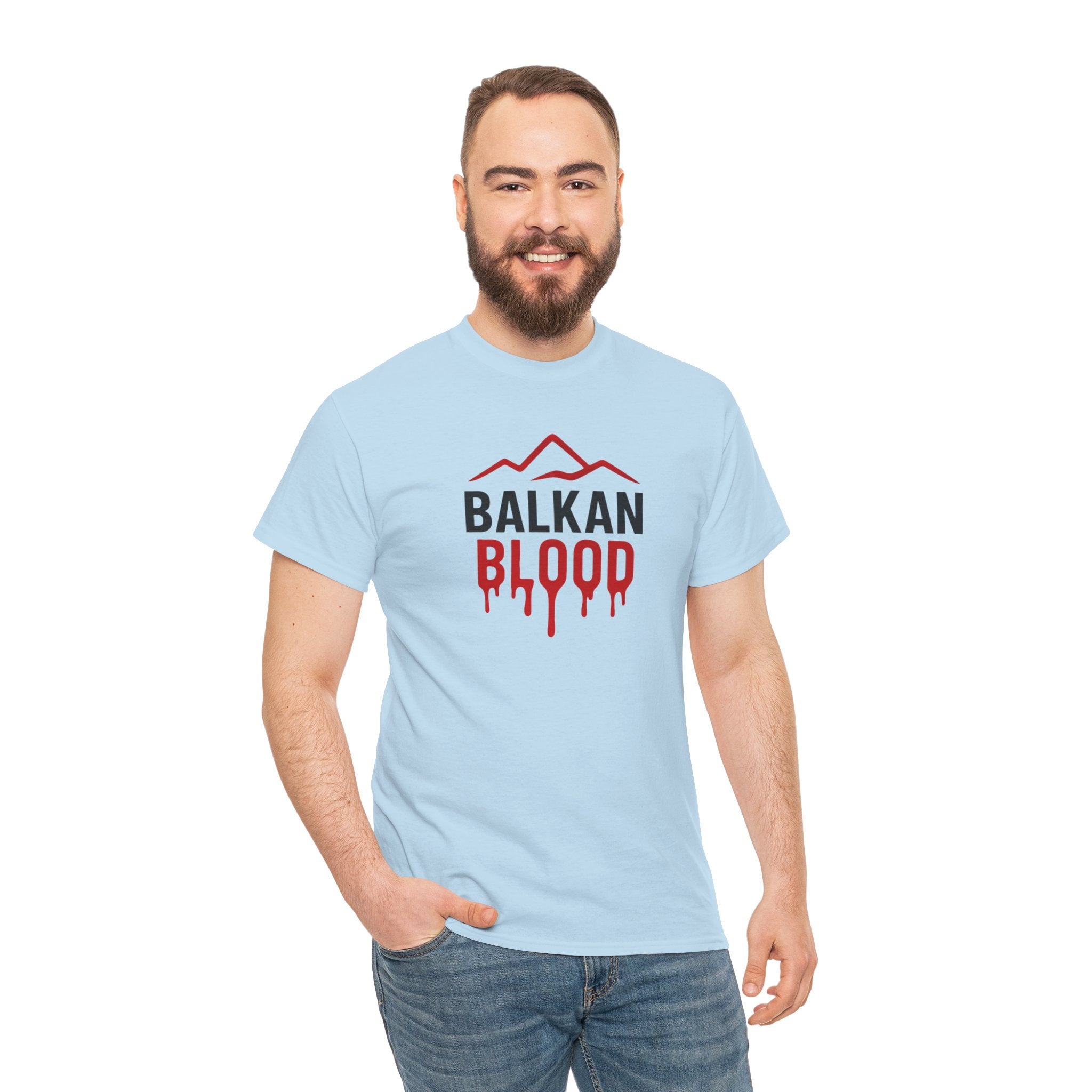 Balkan Blood T-Shirt — Heritage Graphic Tee with Multilingual “Blood” Back Print